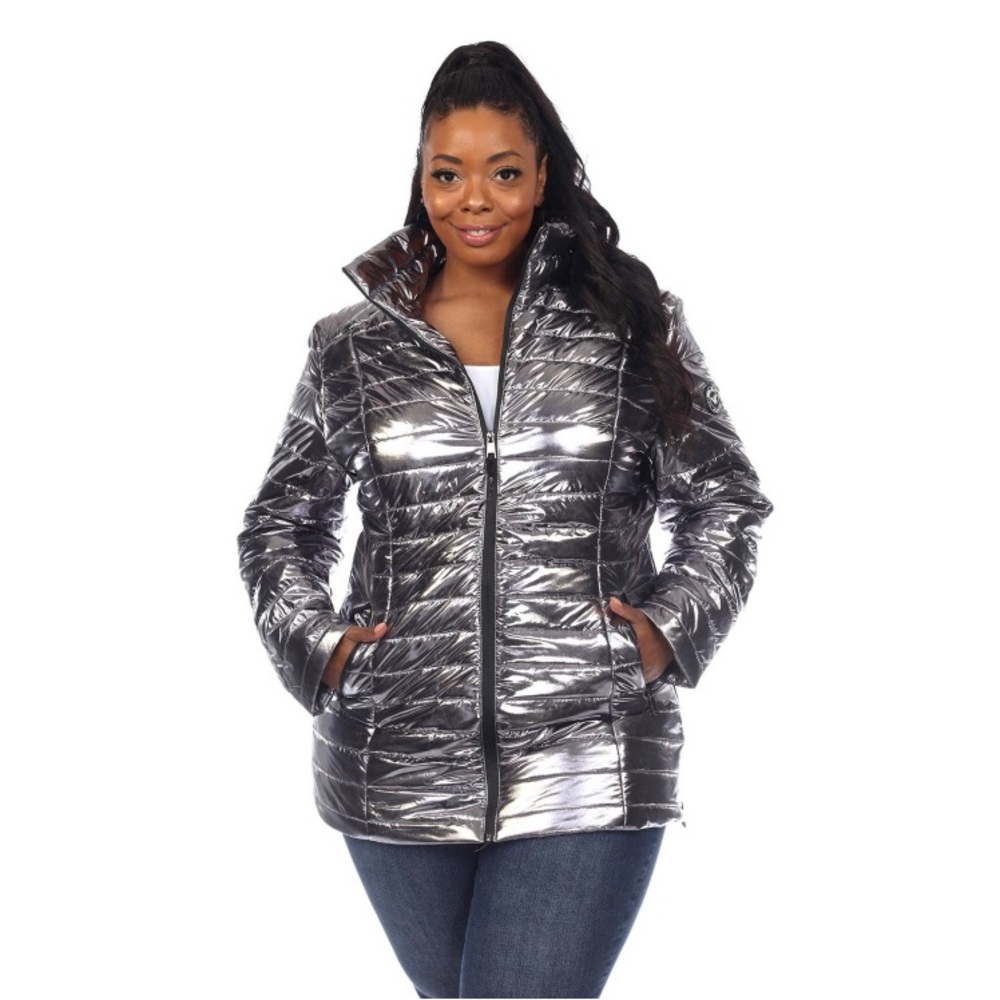 Metallic Puffer Coat (Silver)
